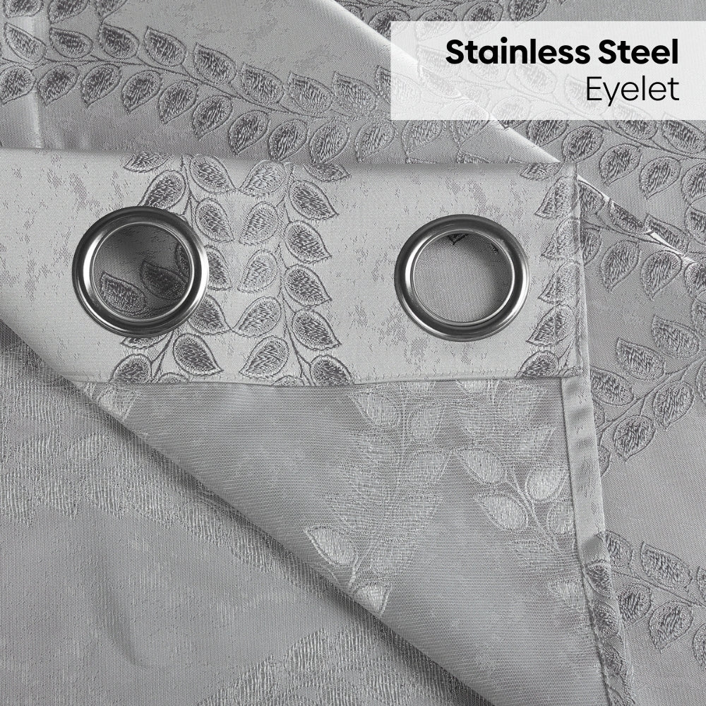 Polyester Jacquard Curtain SliverGroove Emboss, Grey
