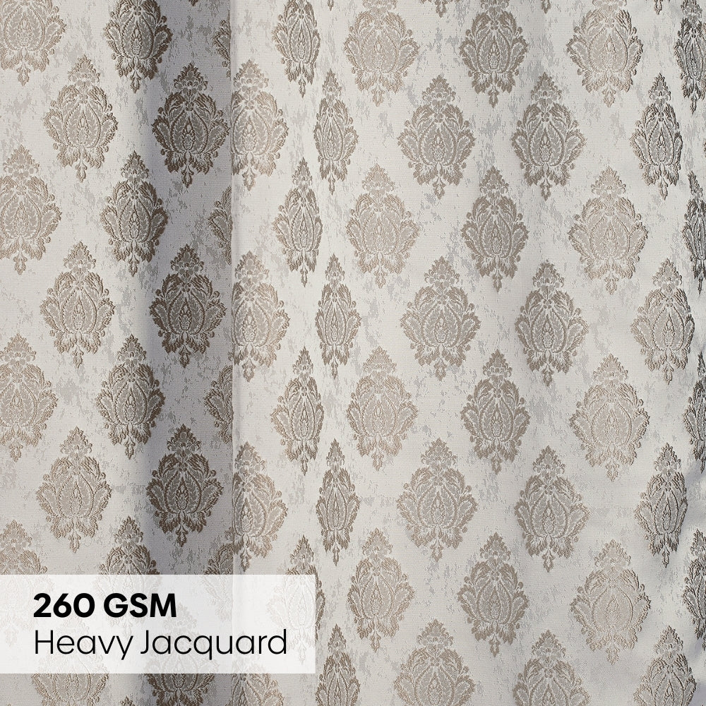 Polyester Jacquard Curtain Stonehaven Damask, Stone
