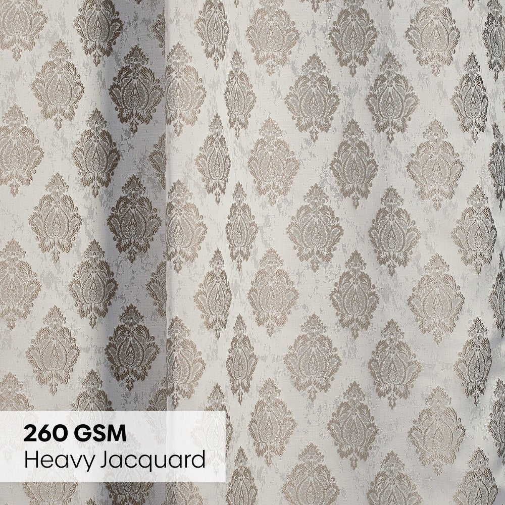 Polyester Jacquard Curtain Stonehaven Damask, Stone - Jacquard Curtains | haus & kinder