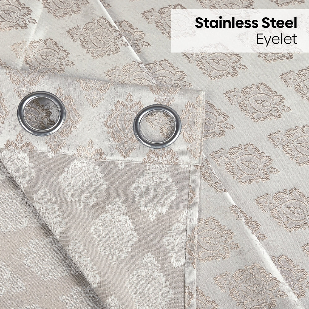 Polyester Jacquard Curtain Stonehaven Damask, Stone