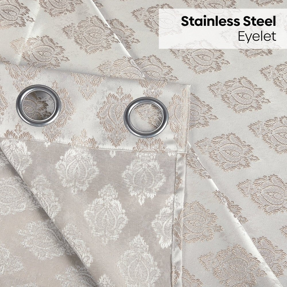 Polyester Jacquard Curtain Stonehaven Damask, Stone - Jacquard Curtains | haus & kinder