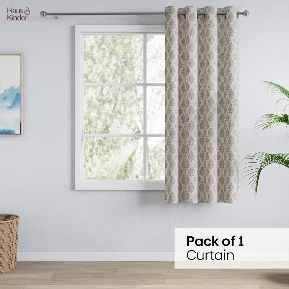 Polyester Jacquard Curtain Stonehaven Damask, Stone