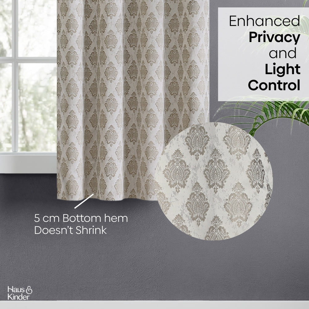 Polyester Jacquard Curtain Stonehaven Damask, Stone
