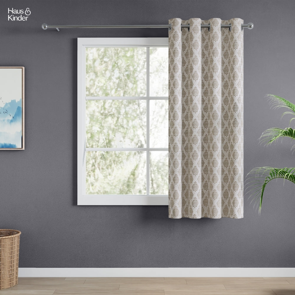 Polyester Jacquard Curtain Stonehaven Damask, Stone