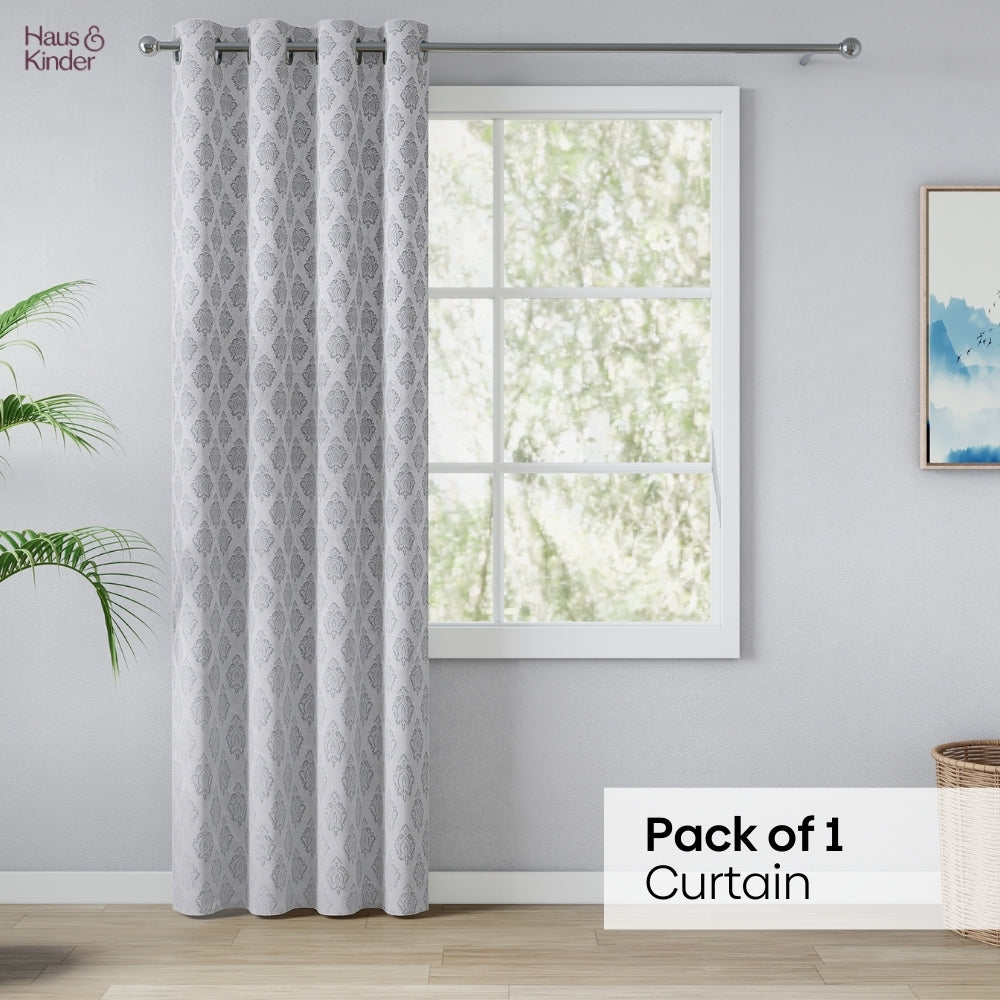 Polyester Jacquard Curtain Silvercrest Damask, Grey