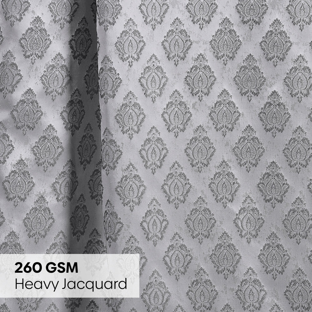 Polyester Jacquard Curtain Silvercrest Damask, Grey
