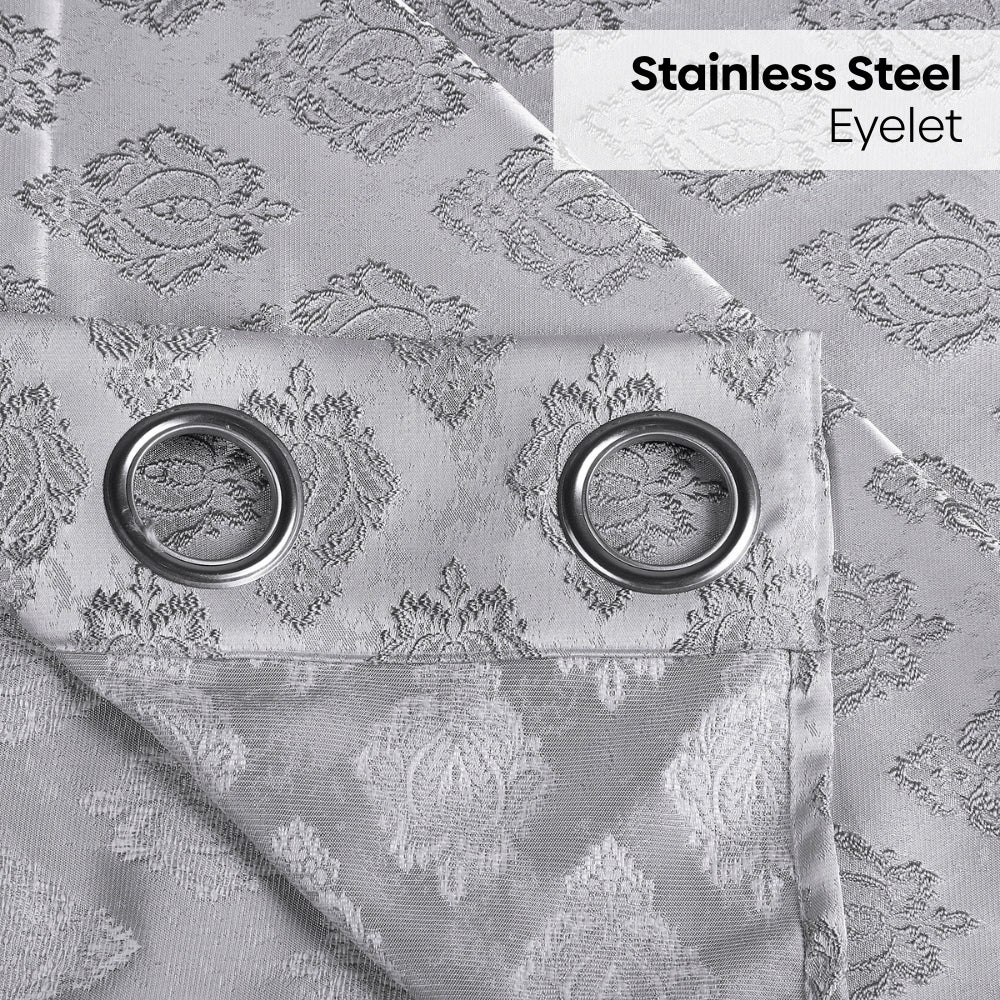 Polyester Jacquard Curtain Silvercrest Damask, Grey