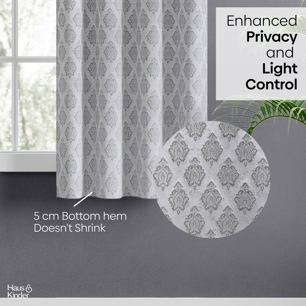 Polyester Jacquard Curtain Silvercrest Damask, Grey
