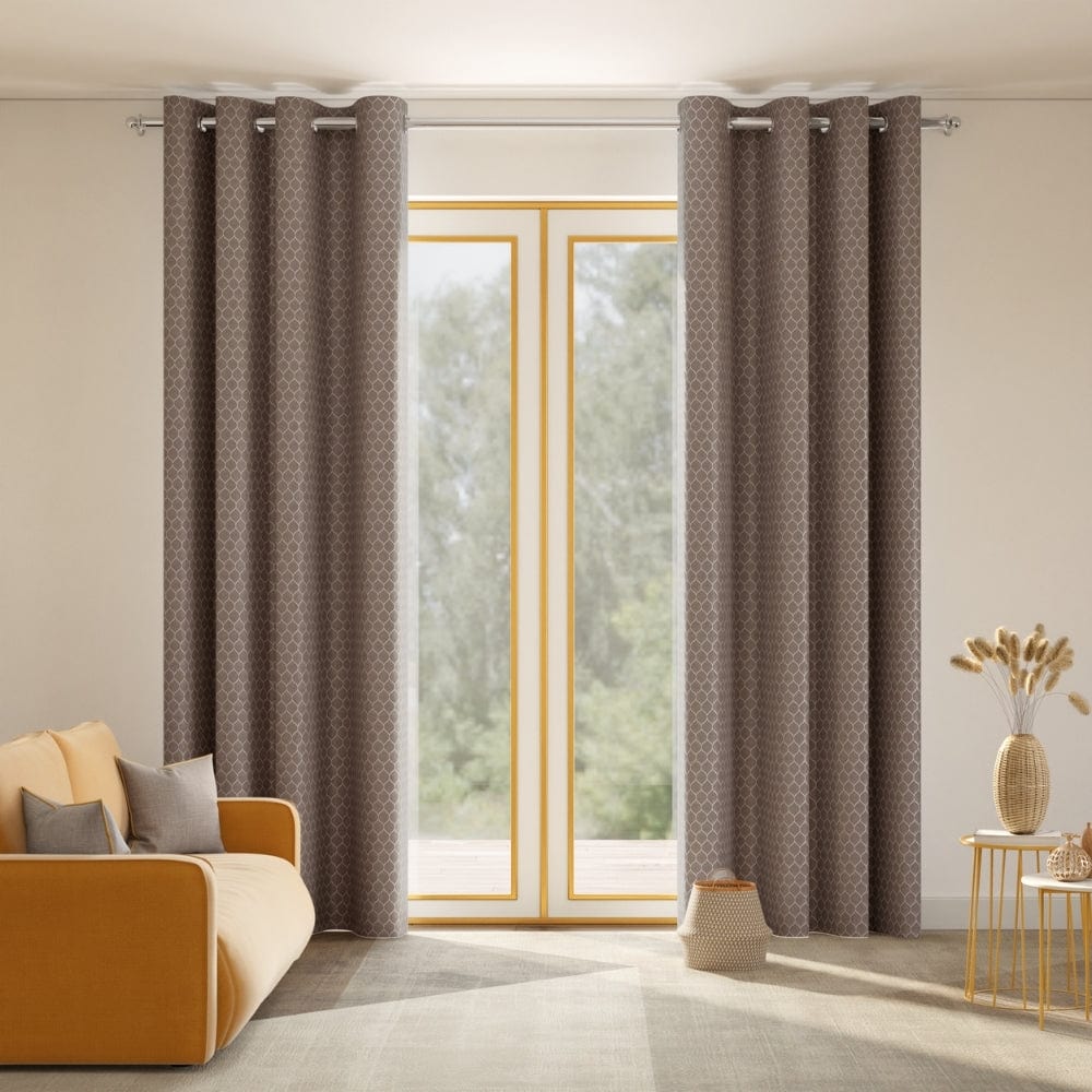Mosaic Mirage Curtain Set, Coffee