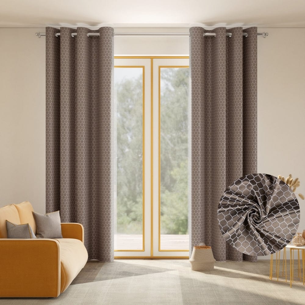 Mosaic Mirage Curtain Set, Coffee