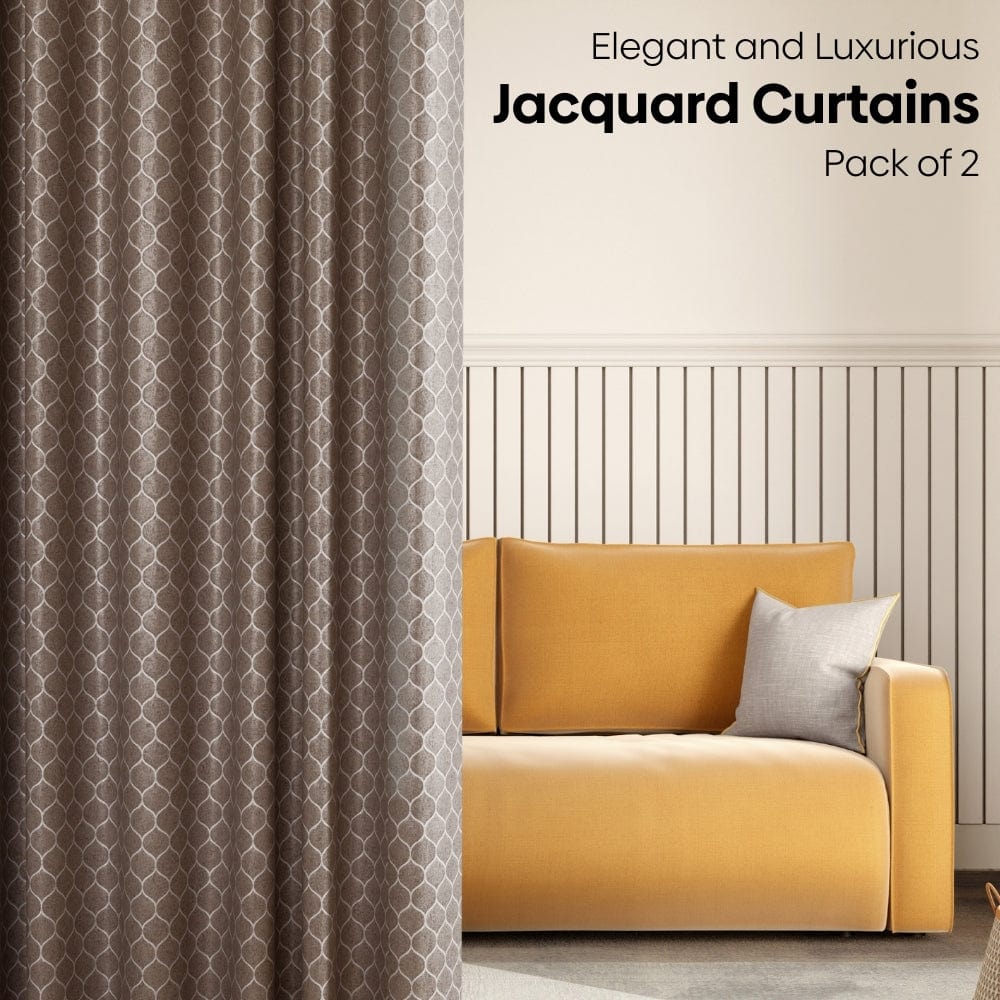 Mosaic Mirage Curtain Set, Coffee