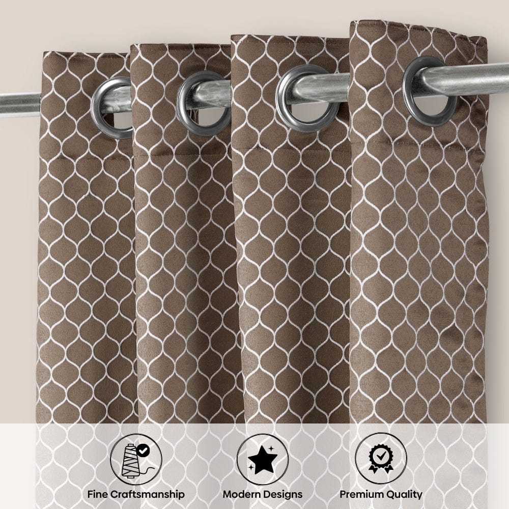 Mosaic Mirage Curtain Set, Coffee