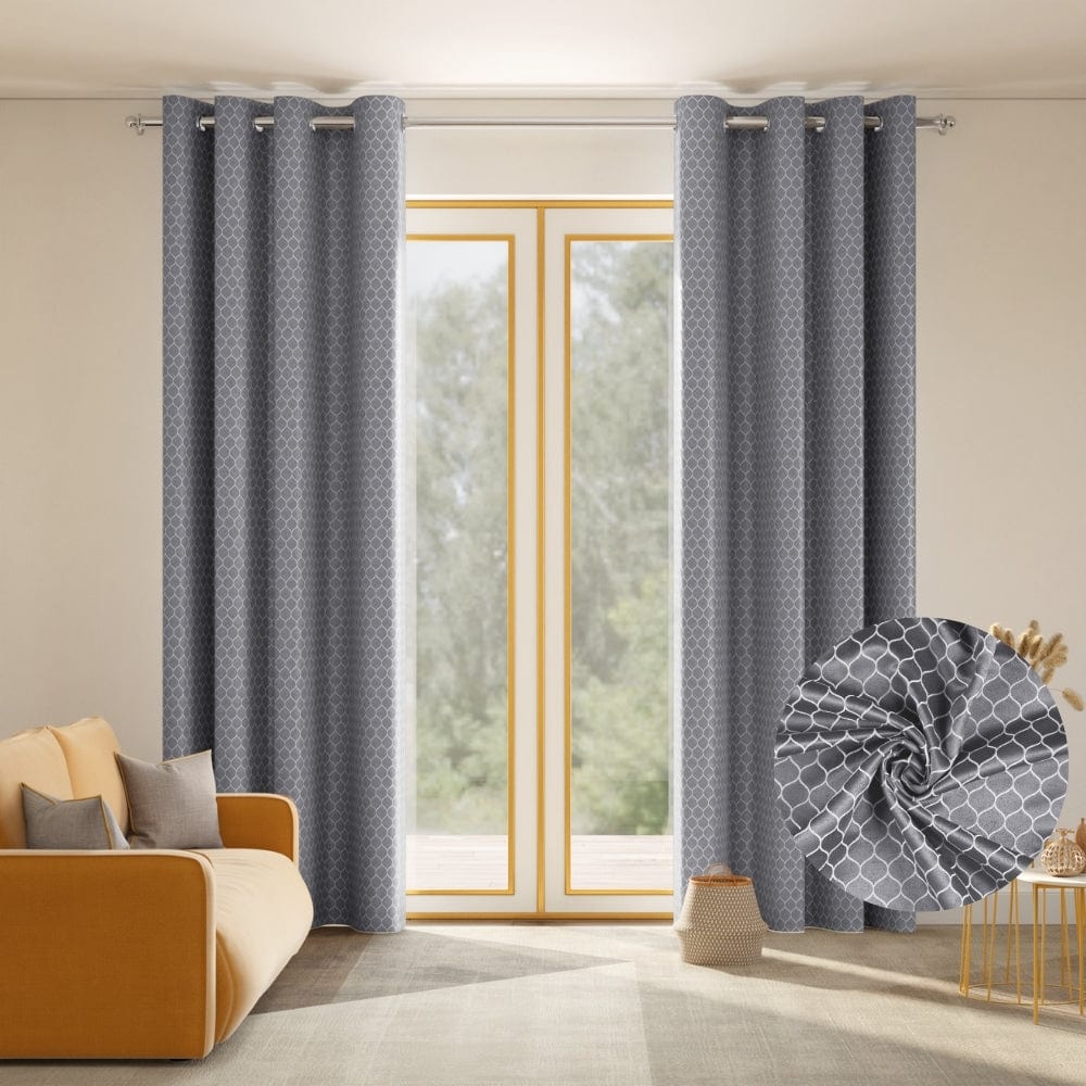 Mosaic Mirage Curtain Set, Slate