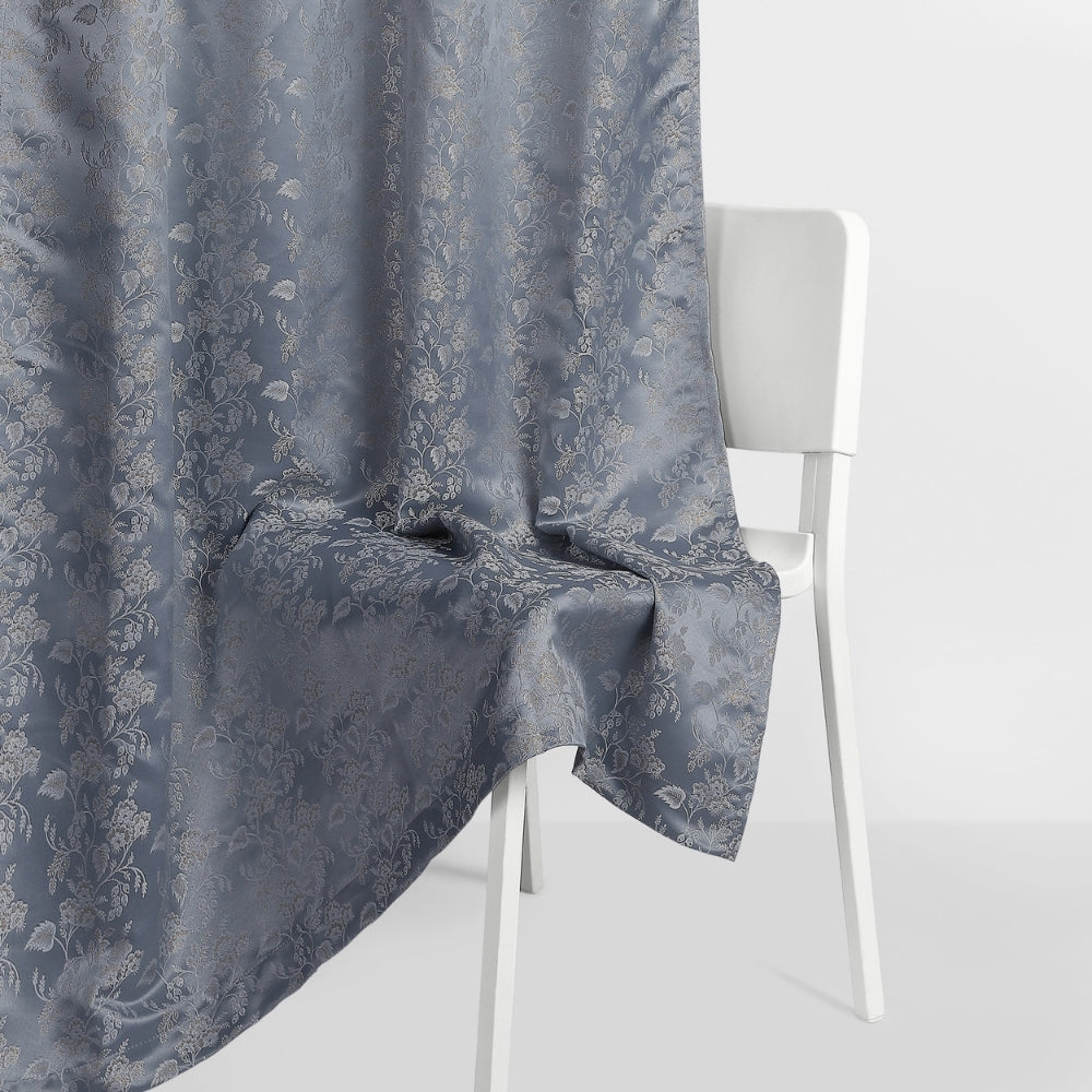 Vintage Bloom Cotton Printed Pack Of 2 Curtain, Grey
