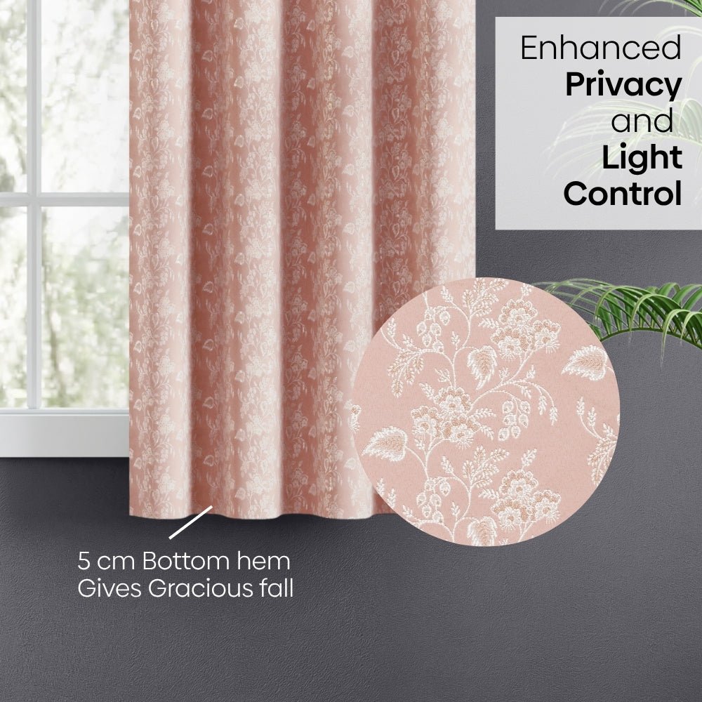 Vintage Bloom Cotton Printed Pack Of 1 Curtain, Pink - Cotton Printed Curtains | haus & kinder