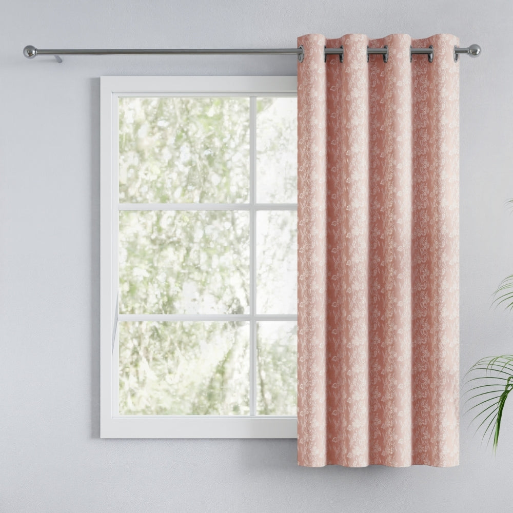 Vintage Bloom Cotton Printed Pack Of 2 Curtain, Pink