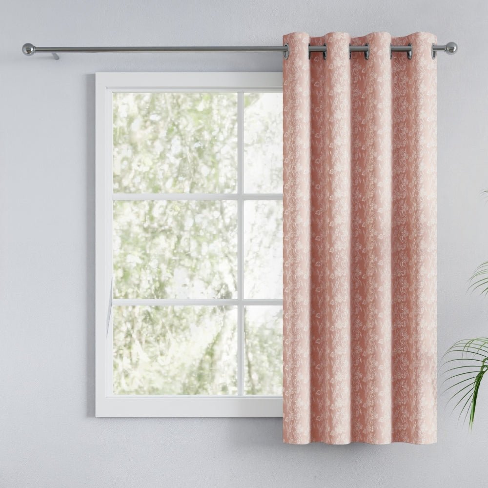 Vintage Bloom Cotton Printed Pack Of 1 Curtain, Pink - Cotton Printed Curtains | haus & kinder