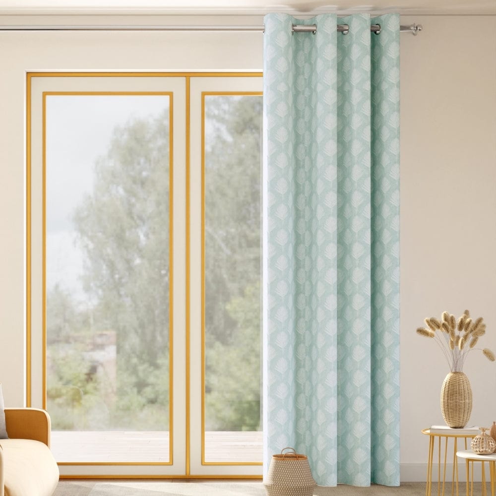 Palm Charm Curtain Set, Aqua