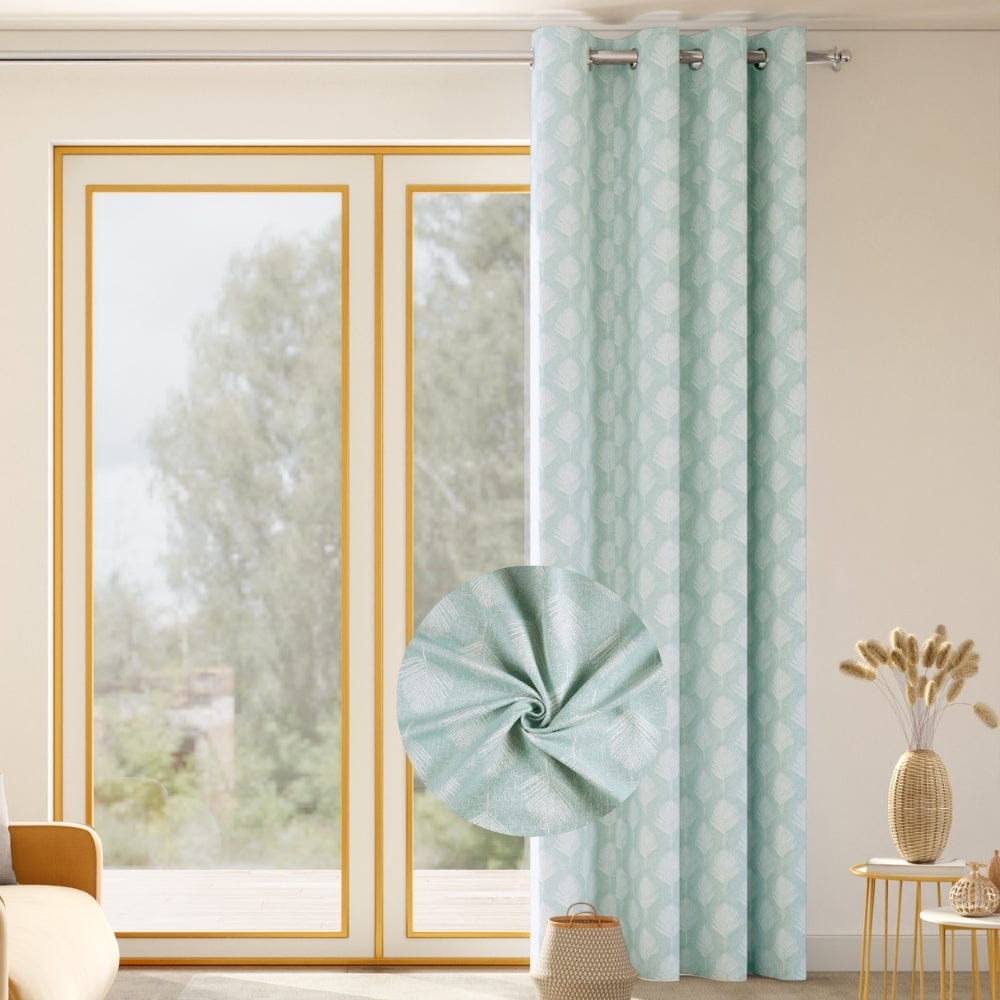 Palm Charm Curtain Set, Aqua
