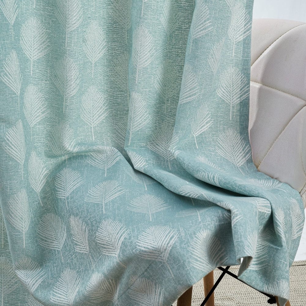 Palm Charm Curtain Set, Aqua