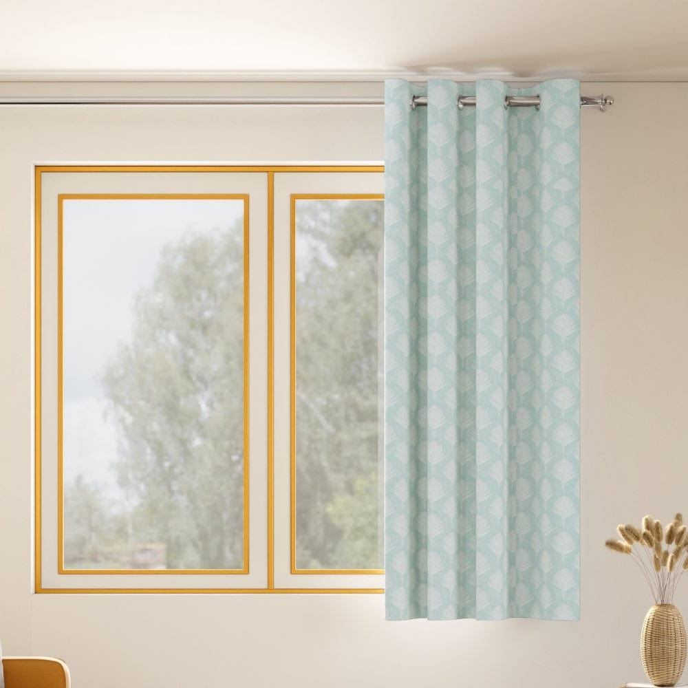 Palm Charm Curtain Set, Aqua
