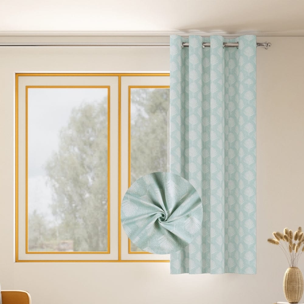 Palm Charm Curtain Set, Aqua