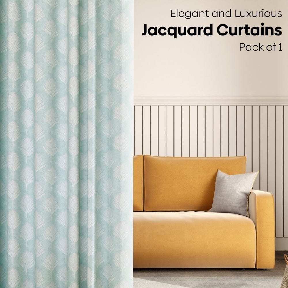 Palm Charm Curtain Set, Aqua