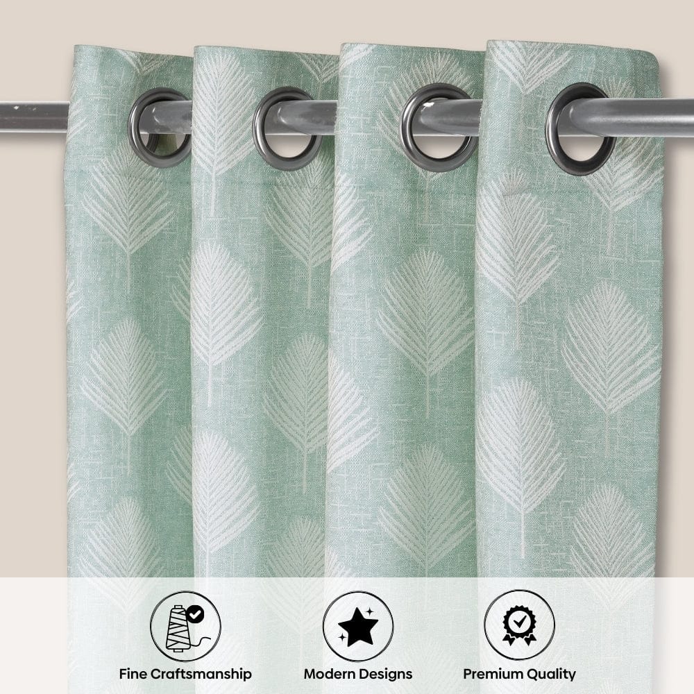 Palm Charm Curtain Set, Aqua