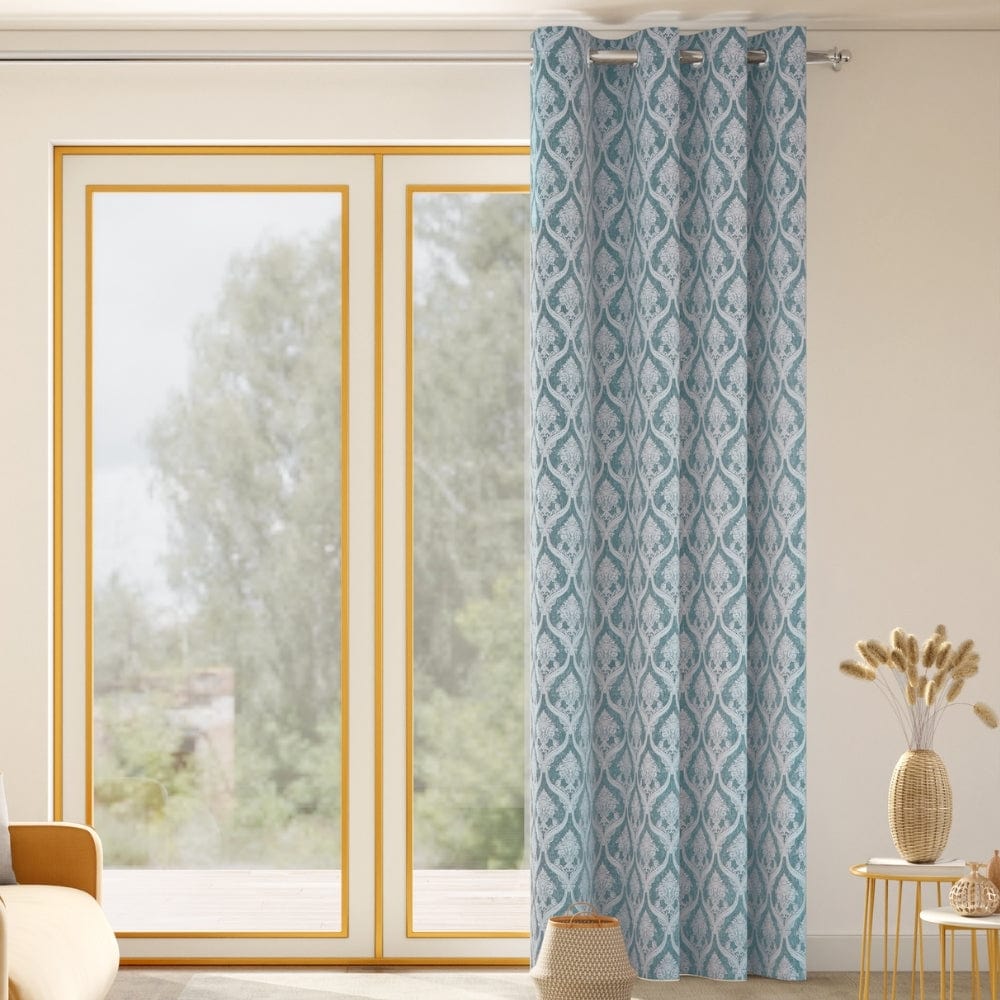 Ornate Symphony Curtain Set, Aqua
