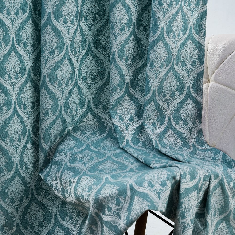 Ornate Symphony Curtain Set, Aqua