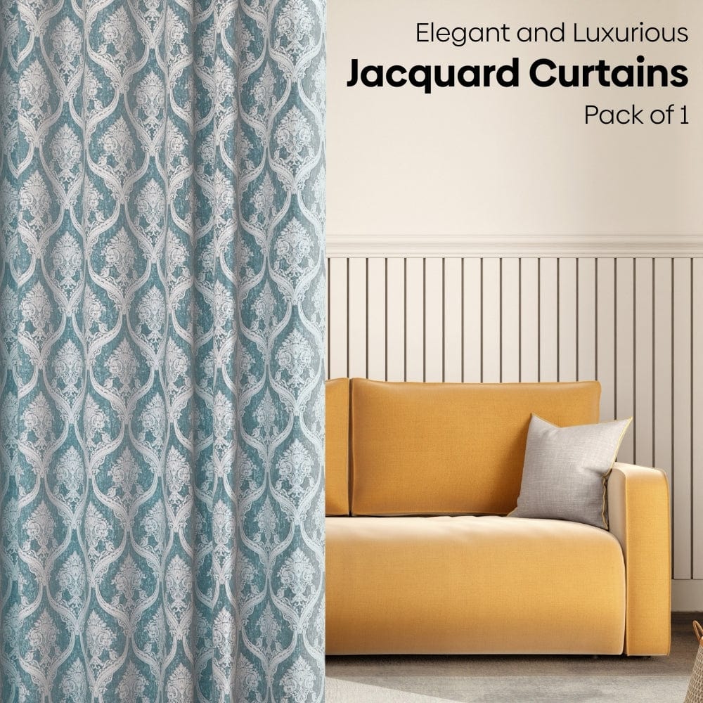 Ornate Symphony Curtain Set, Aqua