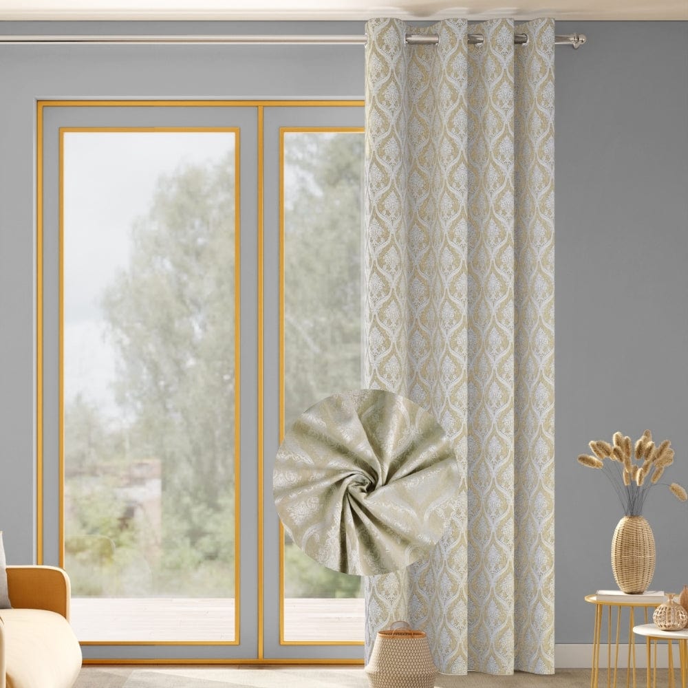 Ornate Symphony Curtain Set, Ivory