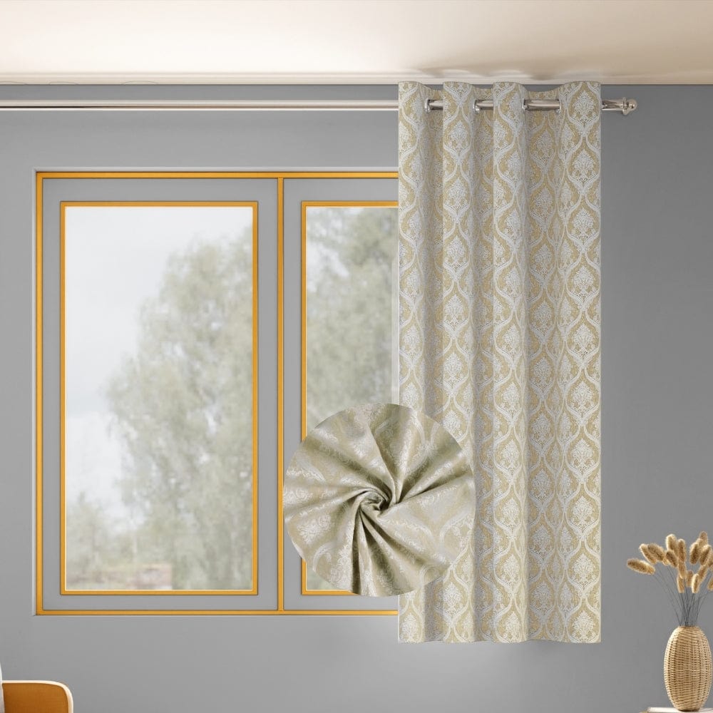Ornate Symphony Curtain Set, Ivory