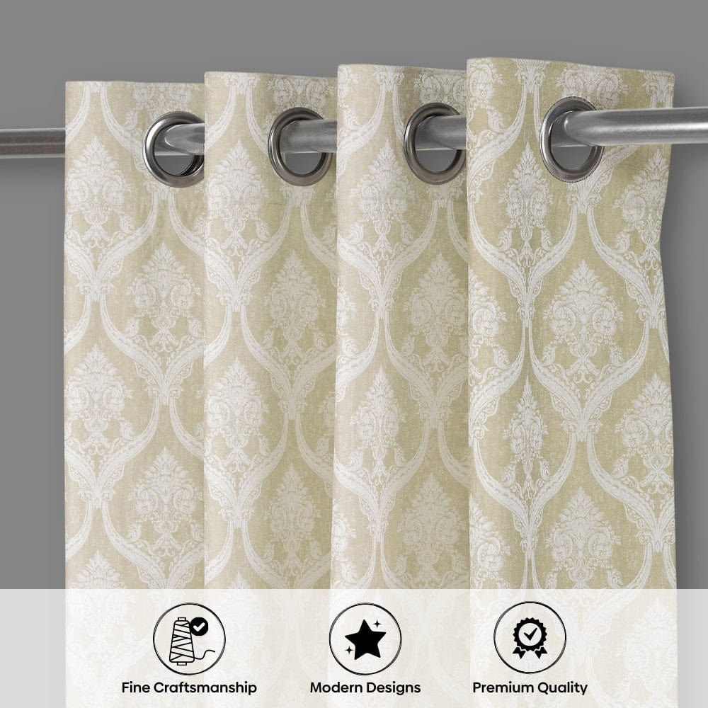 Ornate Symphony Curtain Set, Ivory
