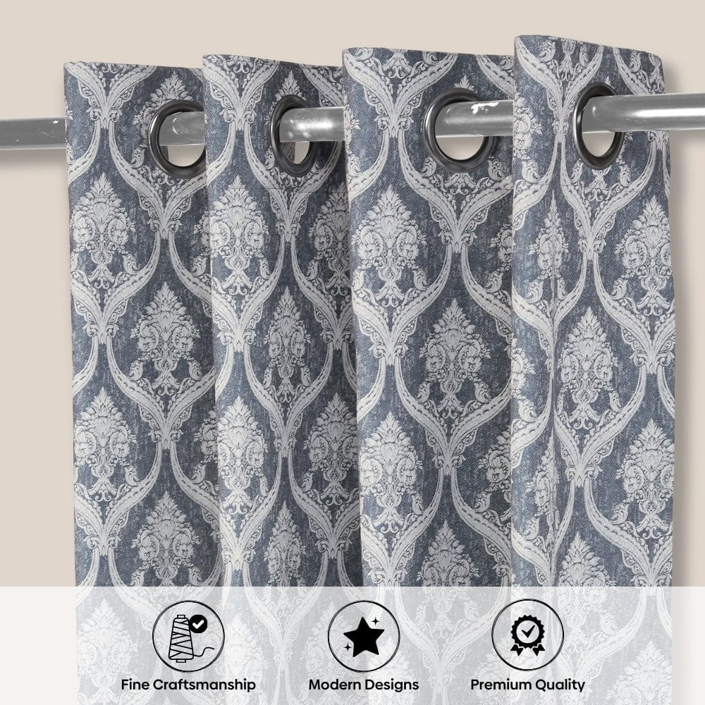 Ornate Symphony Curtain Set, Sapphire