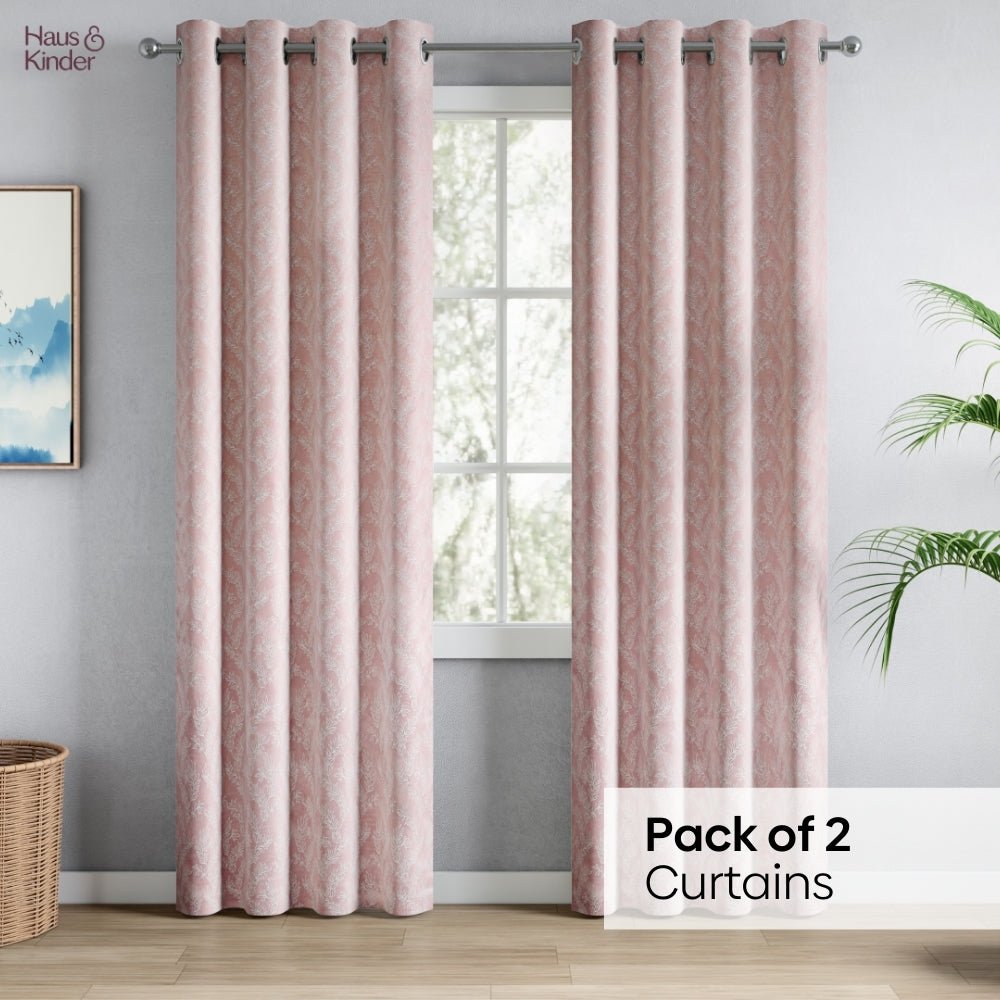 Polyester Jacquard Curtains Whispering Willow, Pink - Jacquard Curtains | haus & kinder