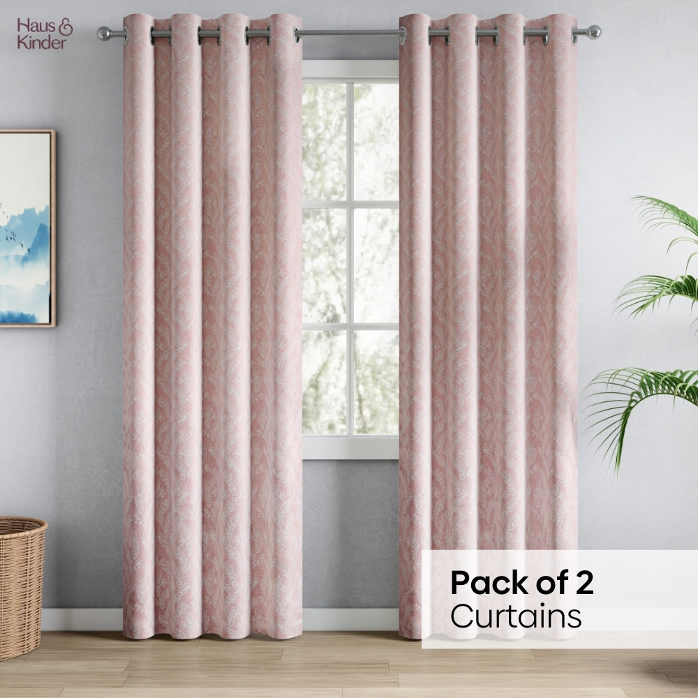 Polyester Jacquard Curtains Whispering Willow, Pink