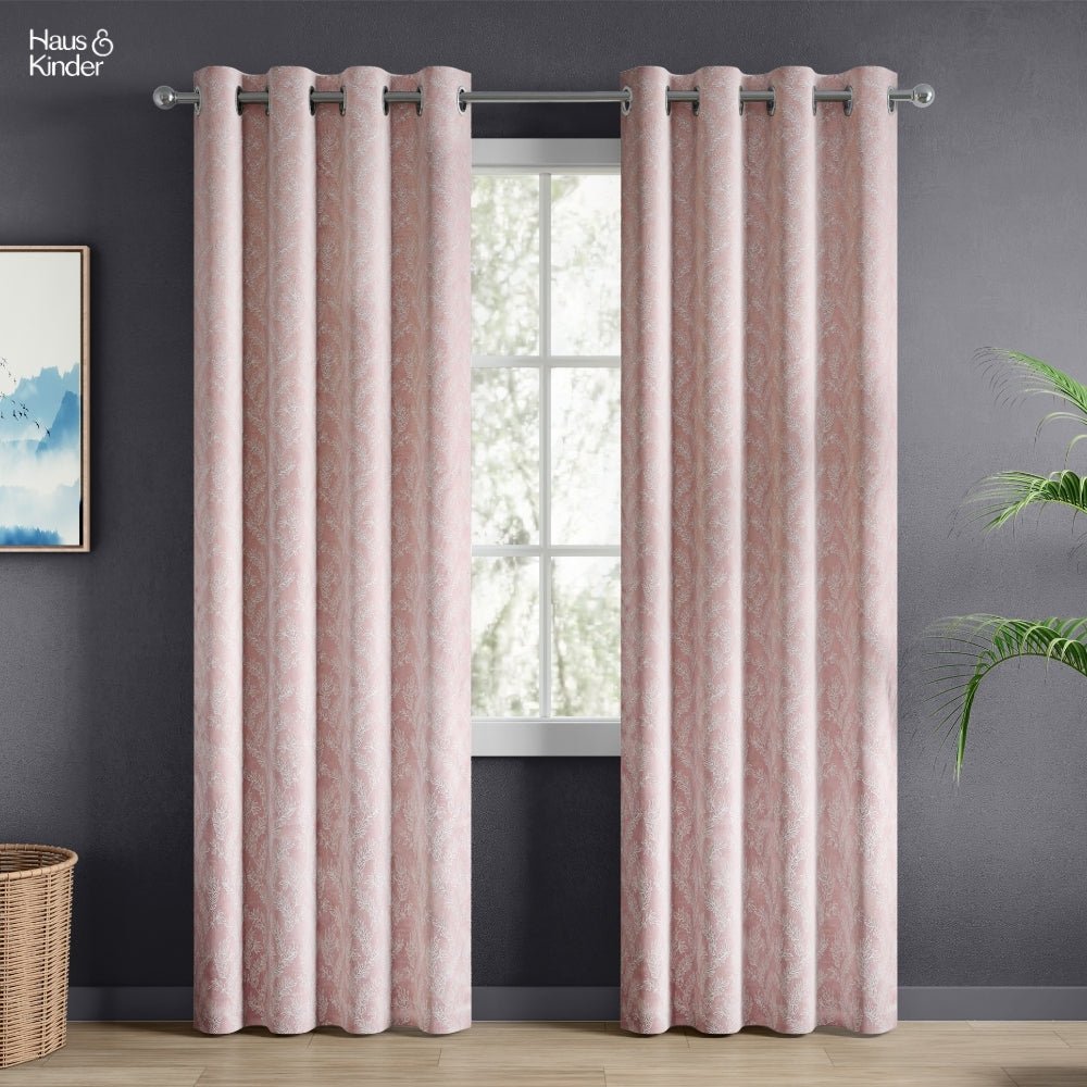 Polyester Jacquard Curtains Whispering Willow, Pink - Jacquard Curtains | haus & kinder