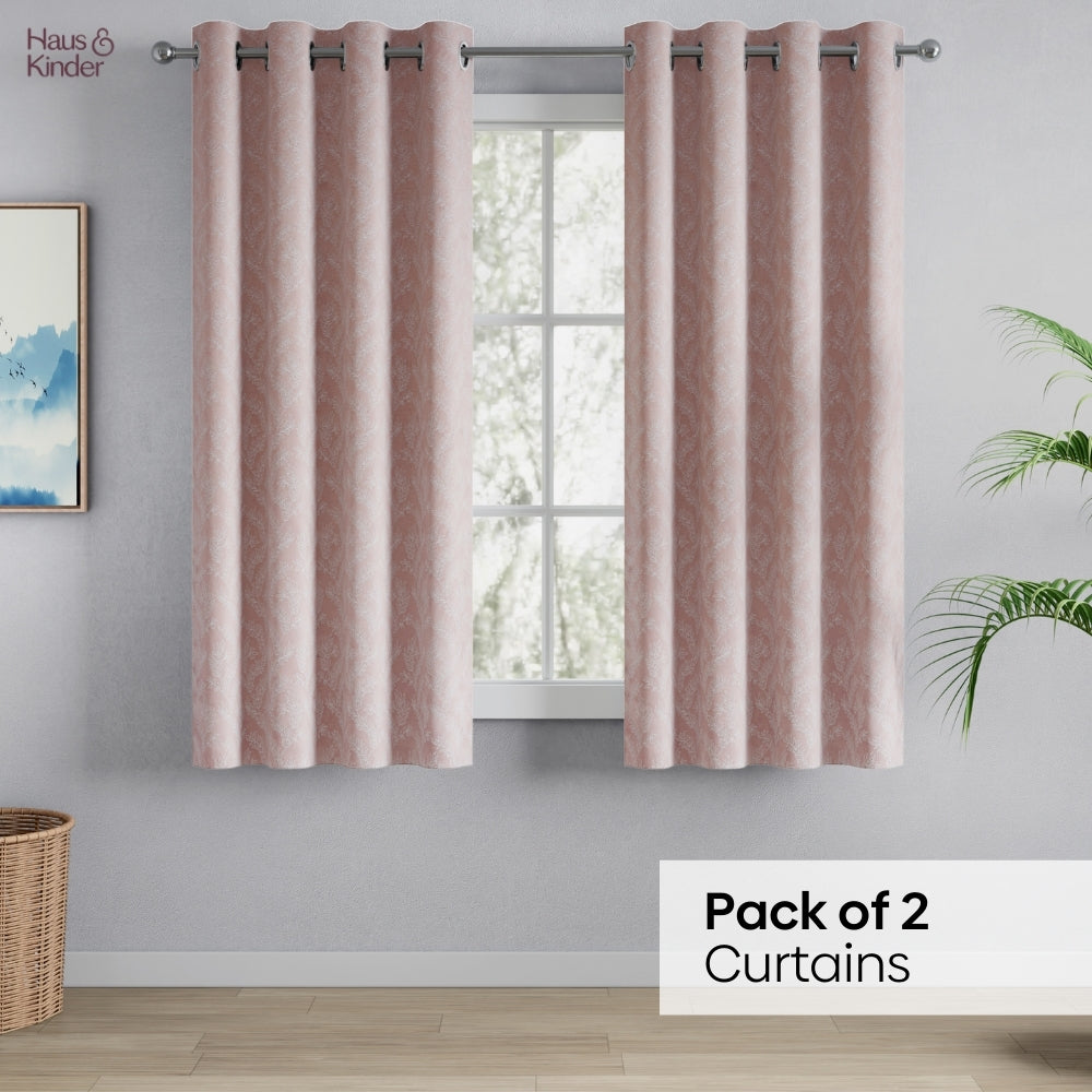 Polyester Jacquard   Window Curtains Whispering Willow, Pink