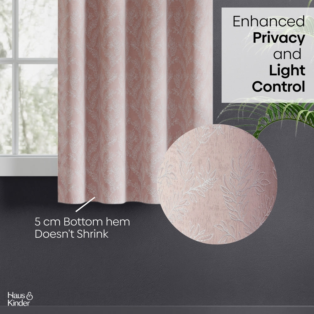 Polyester Jacquard   Window Curtains Whispering Willow, Pink