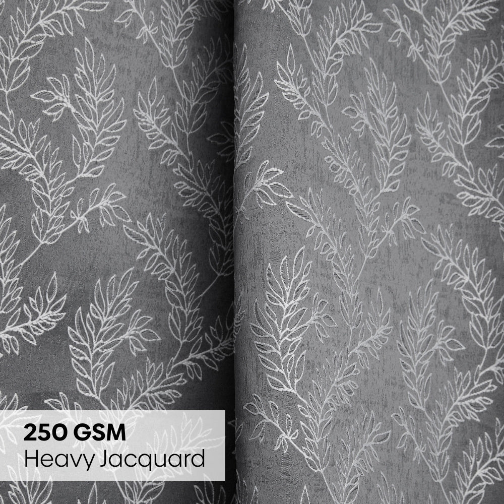 Polyester Jacquard Curtains Midnight Willow Steel, Grey