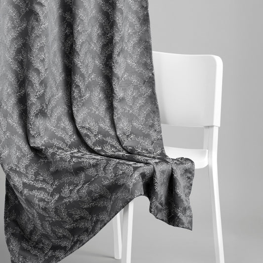 Polyester Jacquard  Window Curtains Midnight Willow Steel, Grey
