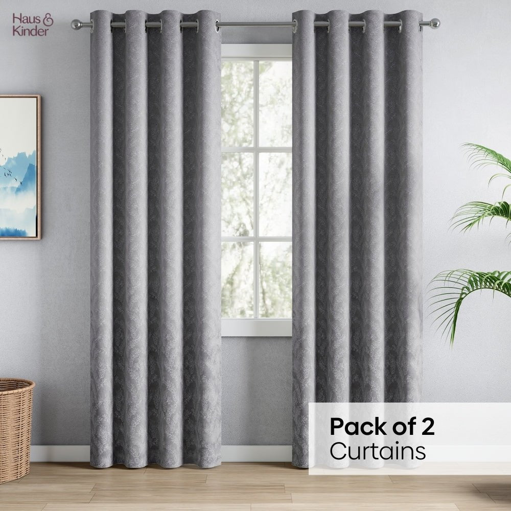 Polyester Jacquard Curtains Slate Willow, Stone - Jacquard Curtains | haus & kinder