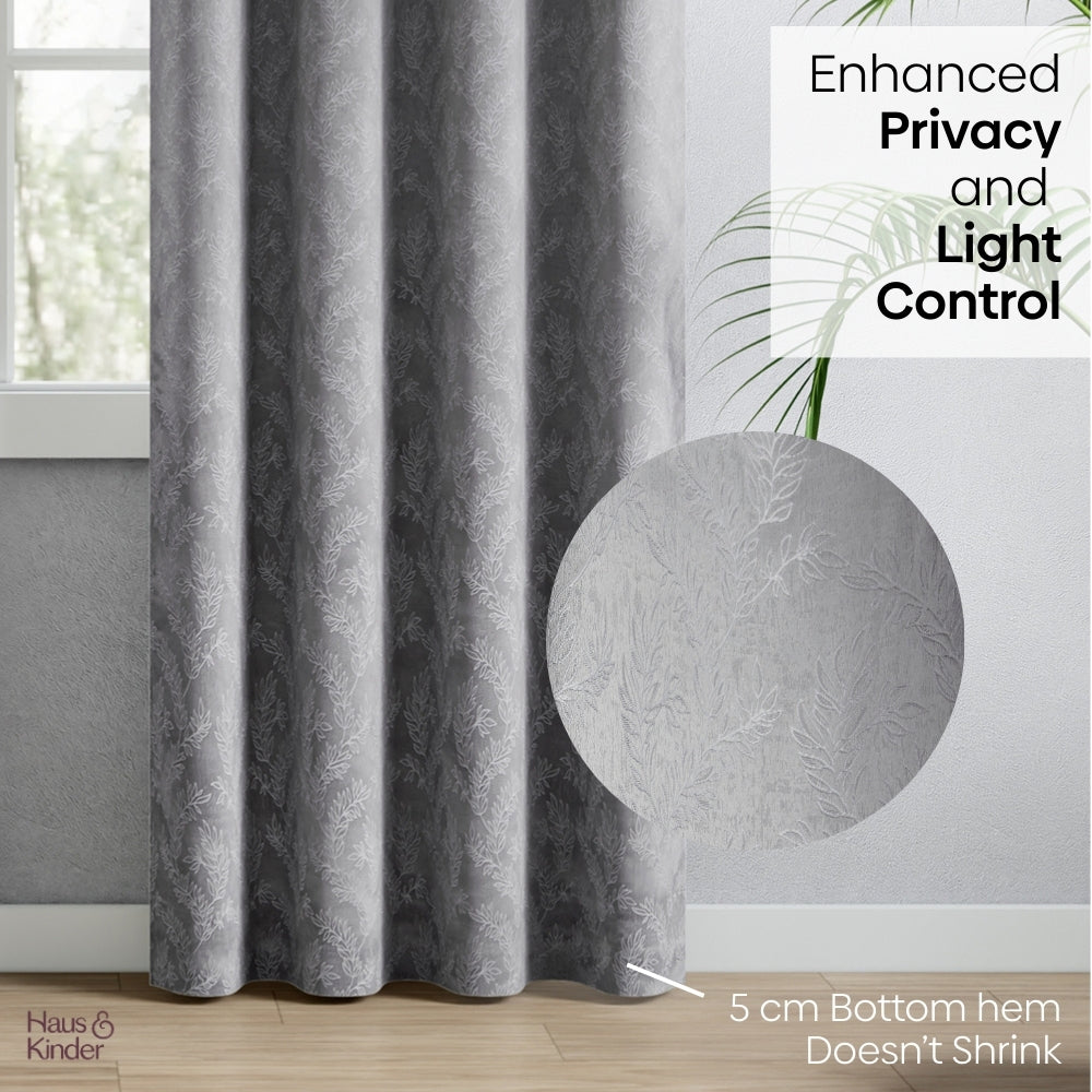 Polyester Jacquard Curtains Slate Willow, Stone