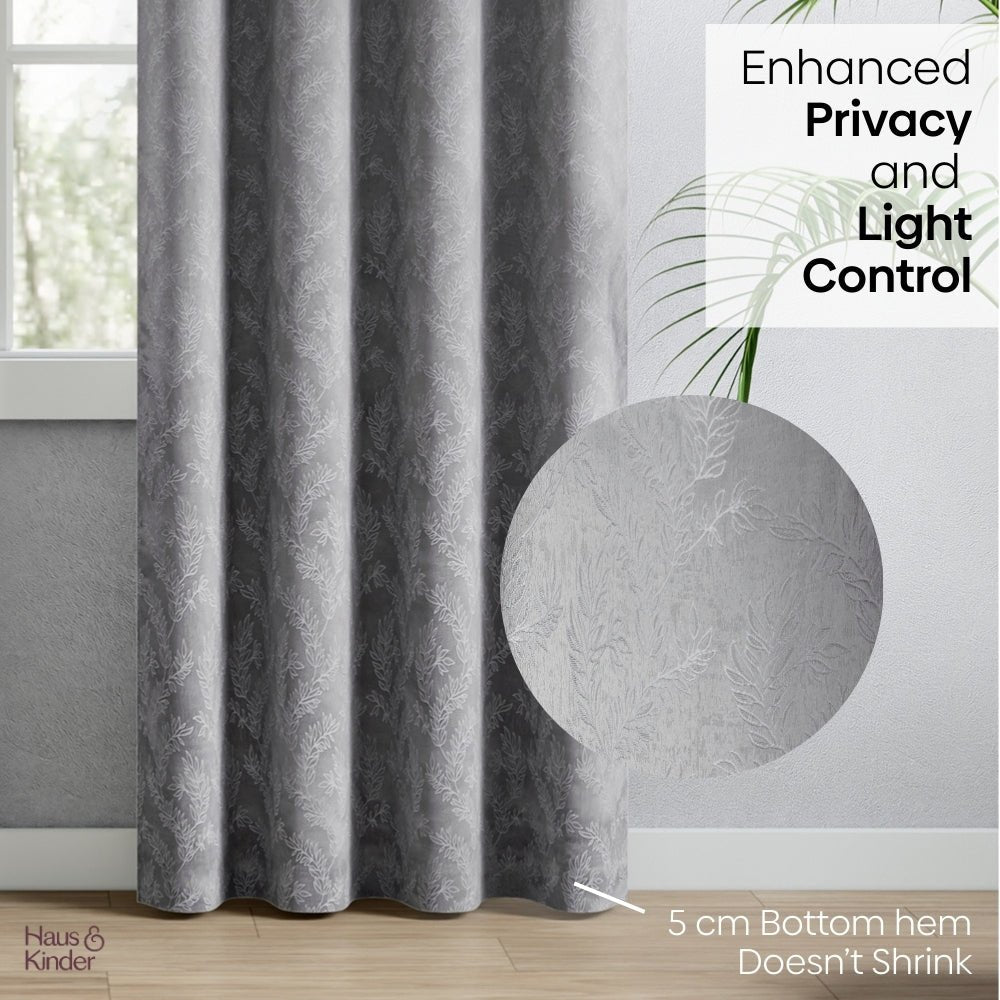 Polyester Jacquard Curtains Slate Willow, Stone - Jacquard Curtains | haus & kinder