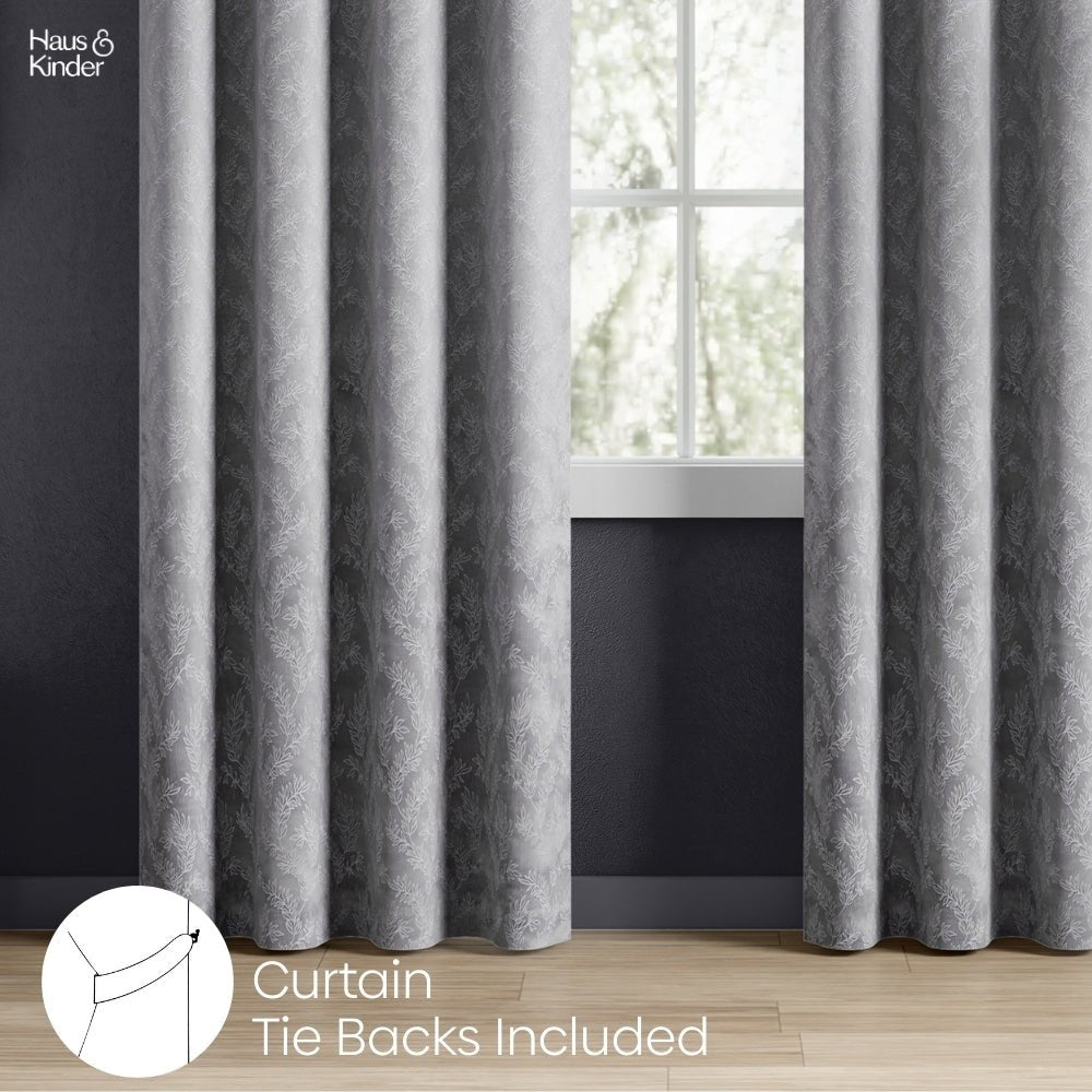 Polyester Jacquard Curtains Slate Willow, Stone - Jacquard Curtains | haus & kinder