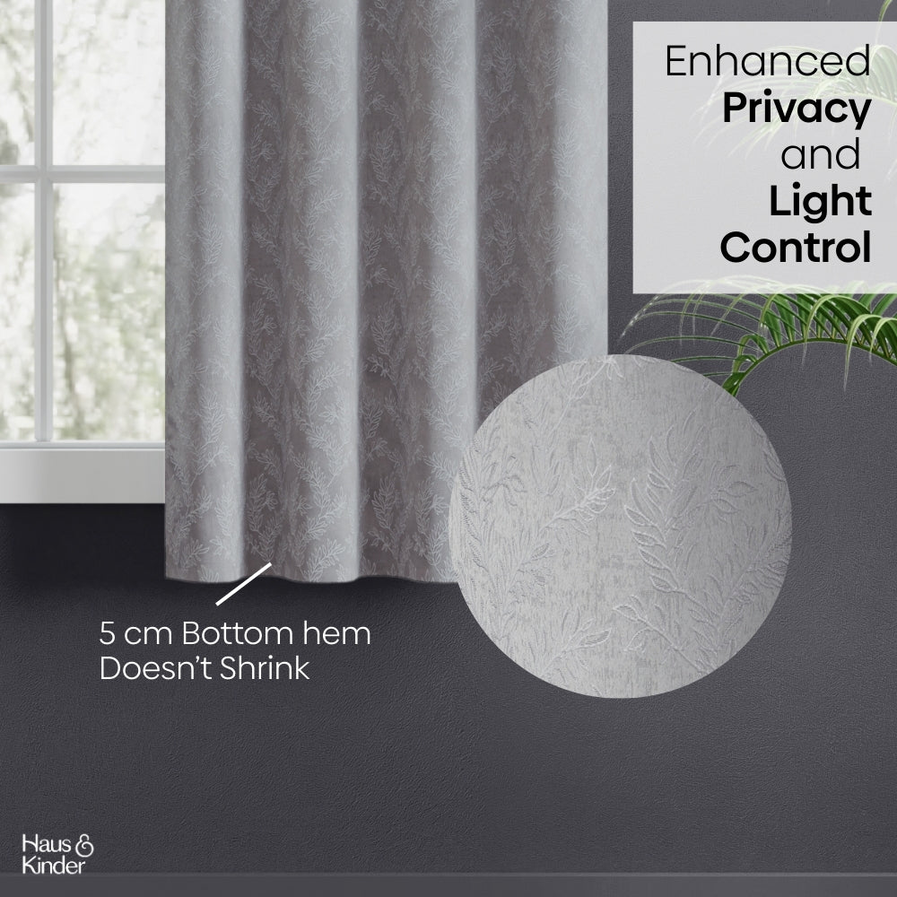 Polyester Jacquard Curtains Slate Willow, Stone