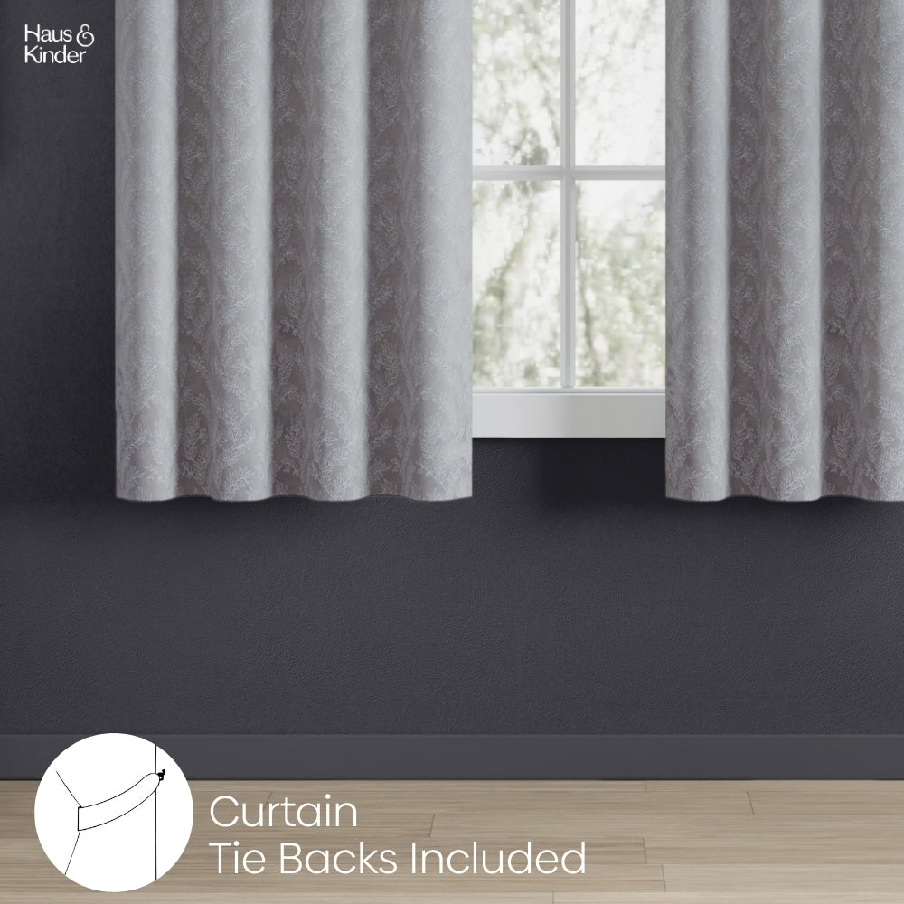 Polyester Jacquard Curtains Slate Willow, Stone