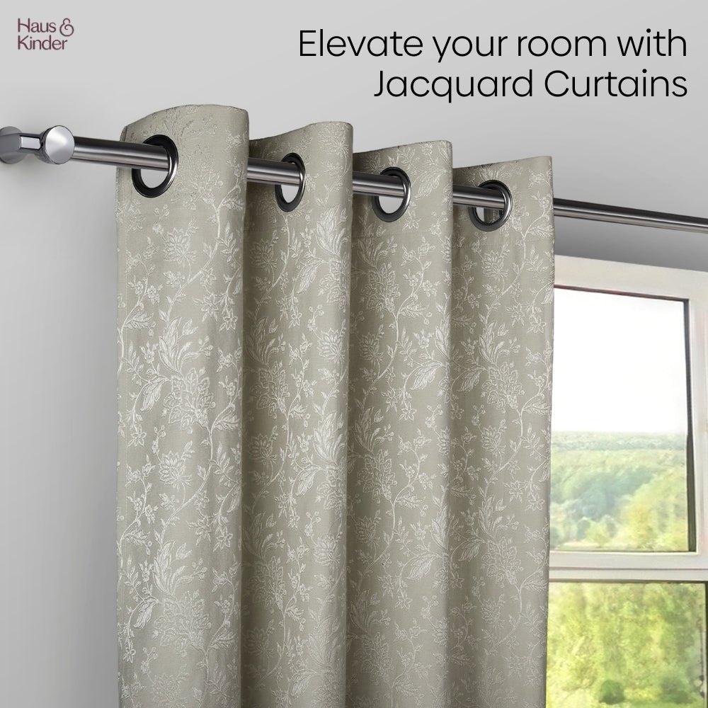 Poly Cotton Jacquard Curtains Frosted Garden, Pista - Jacquard Curtains | haus & kinder