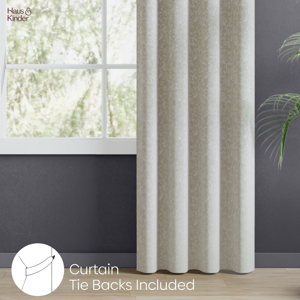 Poly Cotton Jacquard Curtains Frosted Garden, Pista
